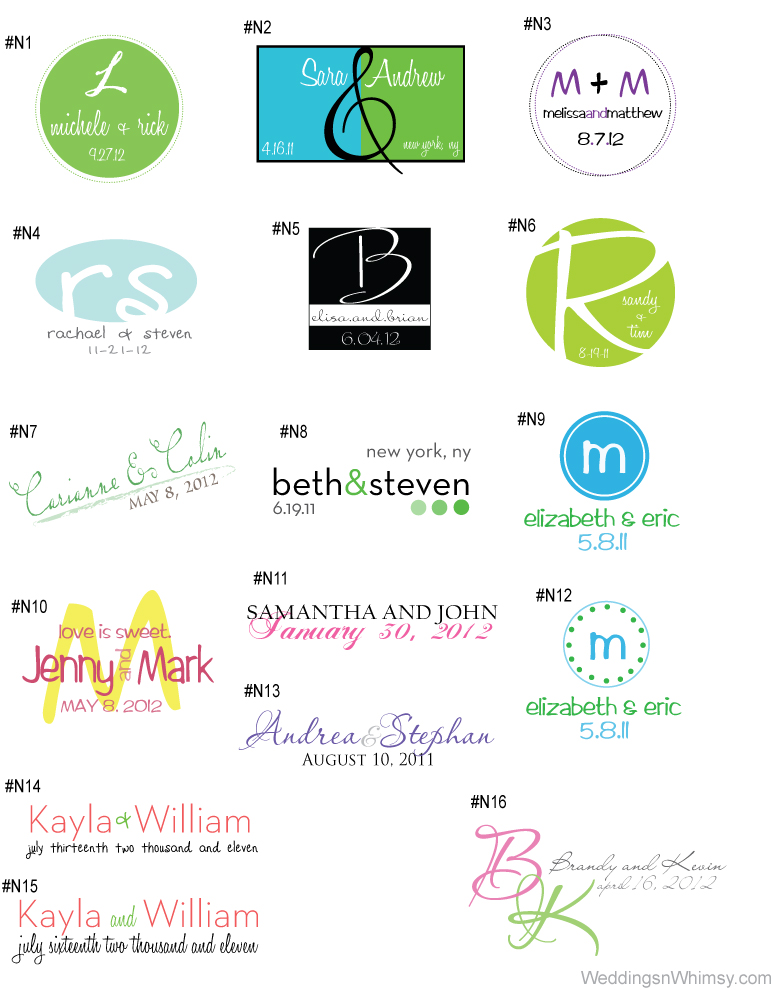 Here are some of the premade designs of wedding monogram examples I have 